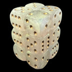 UK Made Dice Iridescent Ice with Gold 12 x D6 Dice Set