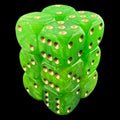 UK Made Dice Lustrous Lime with Gold 12 x D6 Dice Set