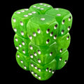 UK Made Dice Lustrous Lime with Silver 12 x D6 Dice Set