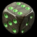 UK Made Dice Lustrous Pearl Camouflage with Green D6 Spot Dice
