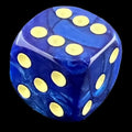 UK Made Dice Lustrous Pearl Dark Blue with Pale Yellow D6 Spot Dice