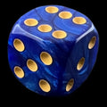 UK Made Dice Lustrous Pearl Dark Blue with Yellow D6 Spot Dice