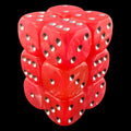 UK Made Dice Lustrous Pink with Silver 12 x D6 Dice Set