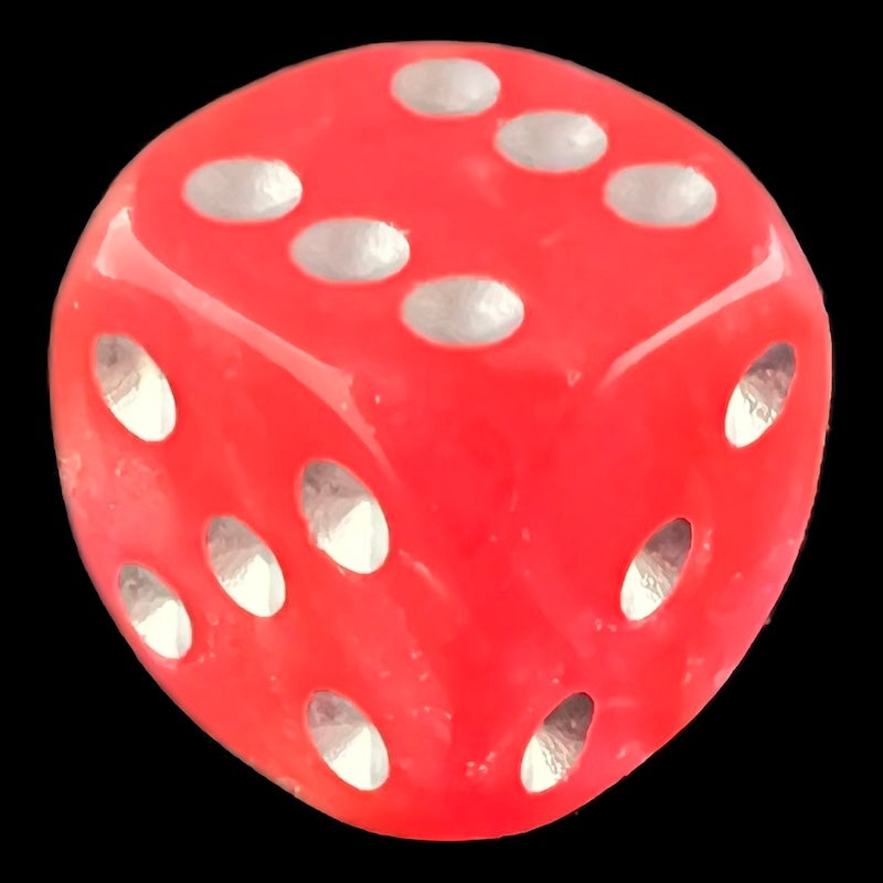 UK Made Dice Lustrous Pink with Silver D6 Spot Dice