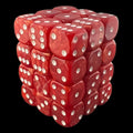 UK Made Dice Lustrous Red with White 36 x D6 Dice Set