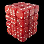 UK Made Dice Lustrous Red with White 36 x D6 Dice Set