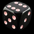 UK Made Dice Opaque Black with Pink D6 Spot Dice