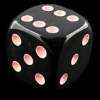 UK Made Dice Opaque Black with Pink 12 x D6 Dice Set