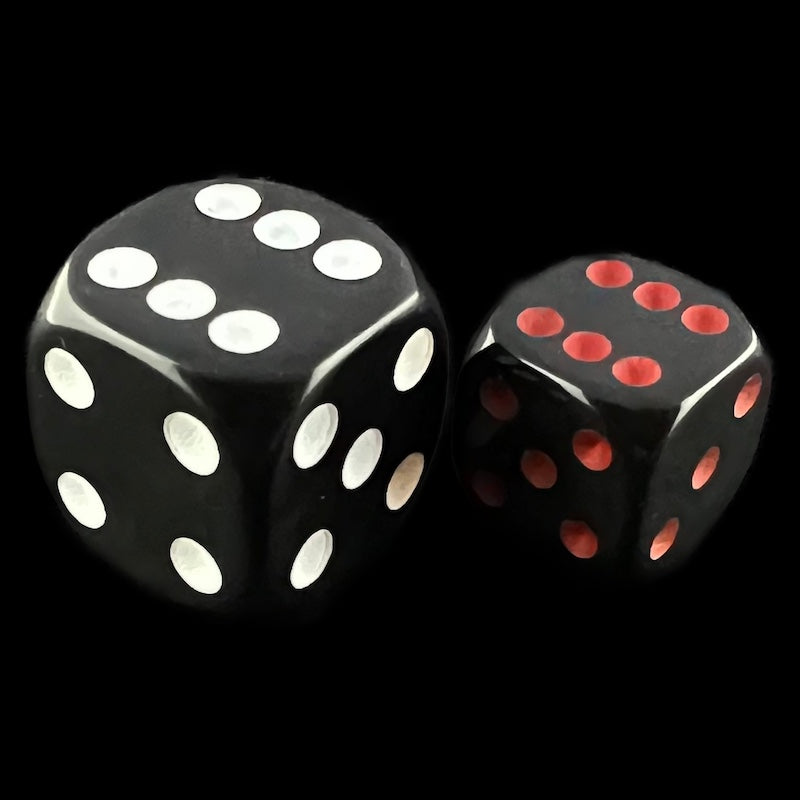 UK Made Dice Opaque Black with Red 36 x D6 Dice Set