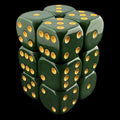 UK Made Dice Opaque Olive with Khaki 12 x D6 Dice Set