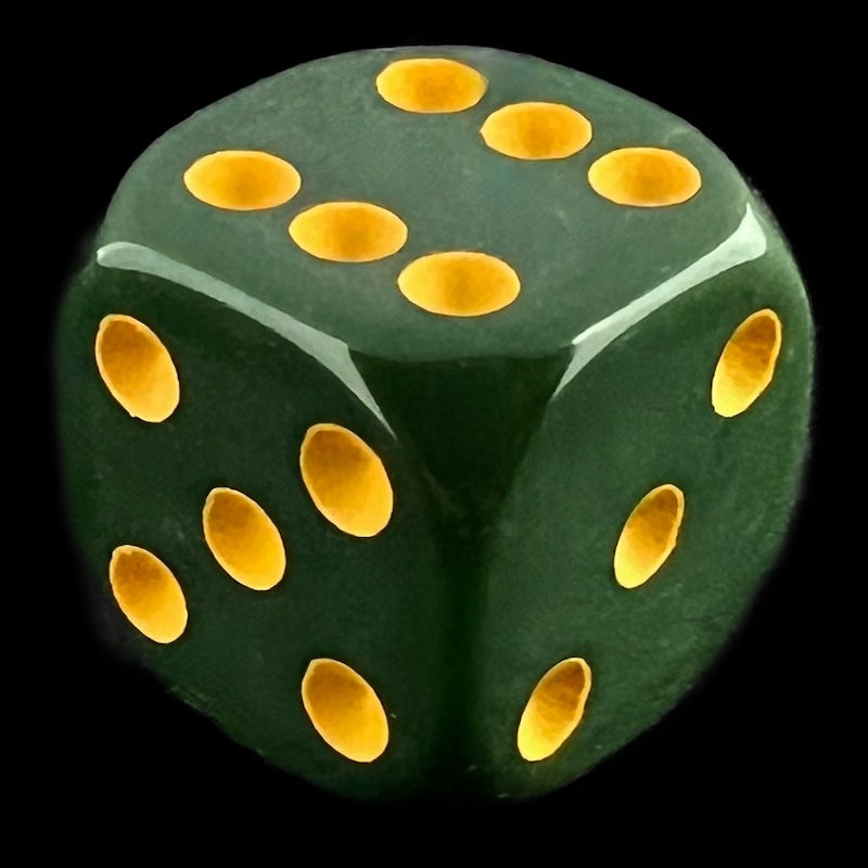 UK Made Dice Opaque Olive with Khaki 12 x D6 Dice Set