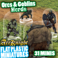ArcKnight Flat Plastic Miniatures - Orcs & Goblins Horde - 31 Minis