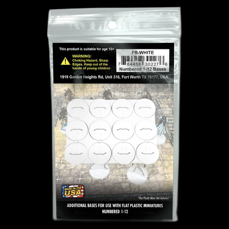 ArcKnight Additional Round Bases Numbered 1-12 - Opaque White