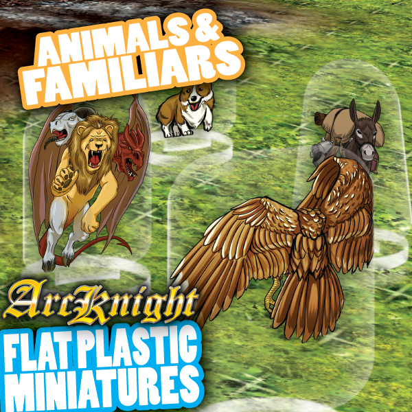 ArcKnight Flat Plastic Miniatures - Animals & Familiars - 62 Minis