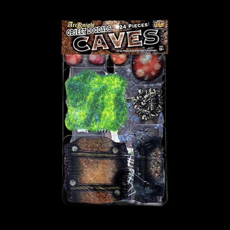ArcKnight Flat Plastic Miniatures - Roleplaying Objects - Caves - 24 Pieces