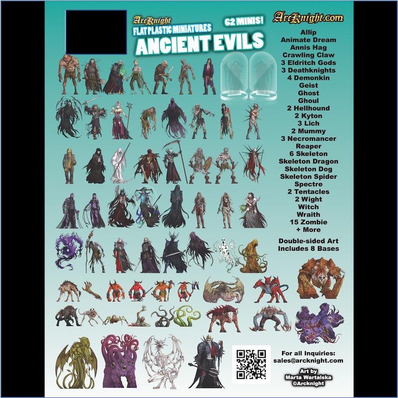 ArcKnight Flat Plastic Miniatures - Ancient Evils - 62 Minis