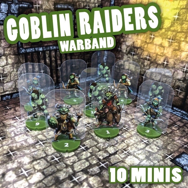 ArcKnight Flat Plastic Miniatures - Goblin Raiders Warband - 10 Minis