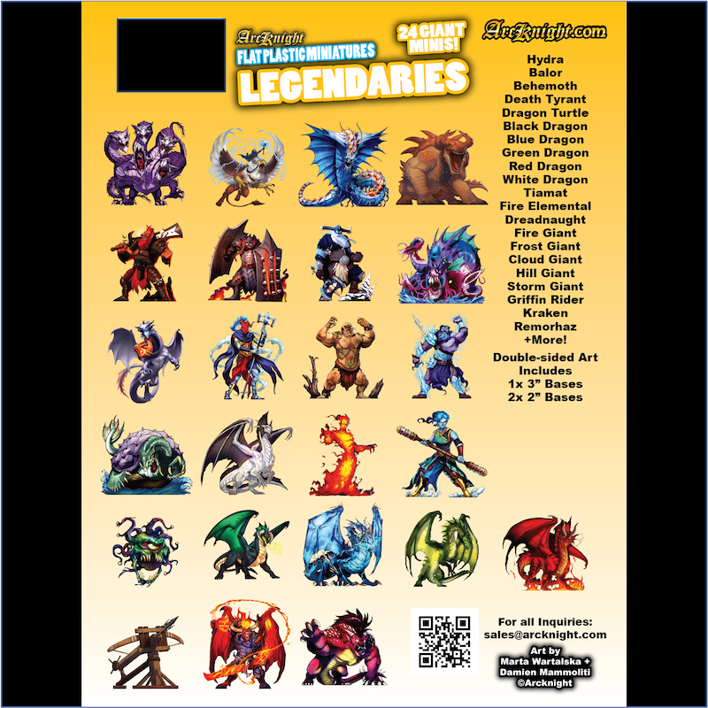 ArcKnight Flat Plastic Miniatures - Legendaries - 24 Giant Minis