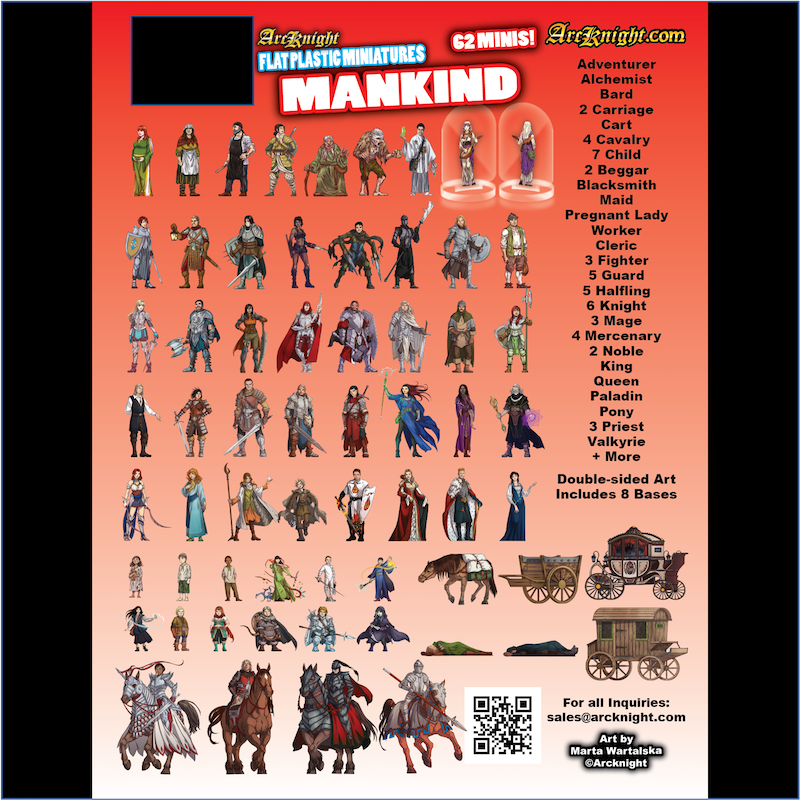 ArcKnight Flat Plastic Miniatures - Mankind - 62 Minis