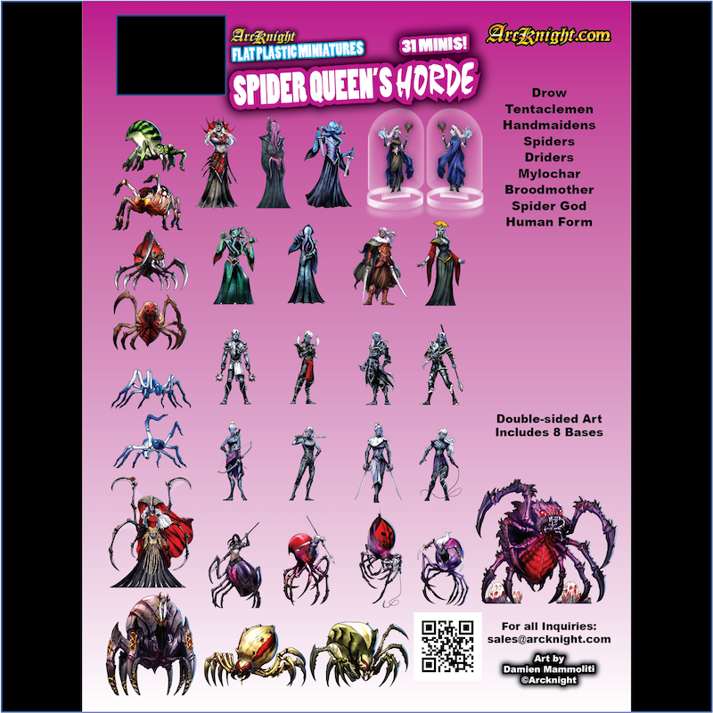 ArcKnight Flat Plastic Miniatures - Spider Queens Horde - 31 Minis