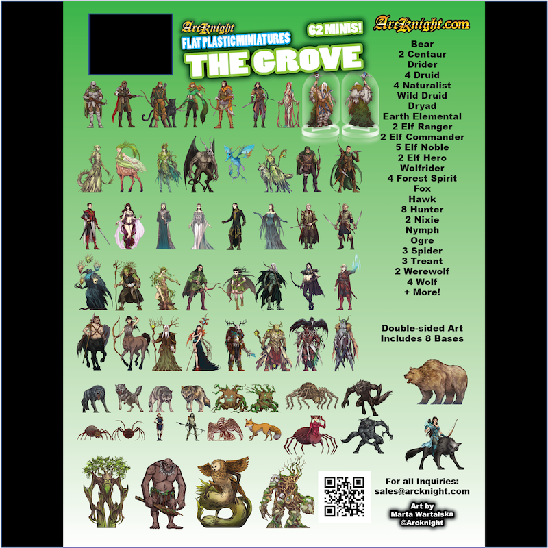 ArcKnight Flat Plastic Miniatures - The Grove - 62 Minis