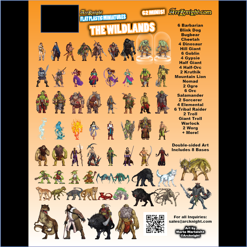 ArcKnight Flat Plastic Miniatures - Wildlands - 62 Minis