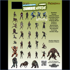 ArcKnight Flat Plastic Miniatures - Zombie Horde - 31 Minis