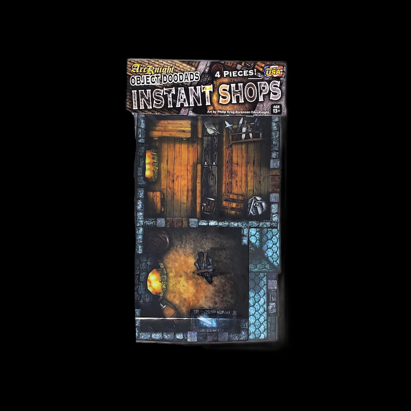 ArcKnight Flat Plastic Miniatures - Roleplaying Objects - Instant Shops - 4 Pieces