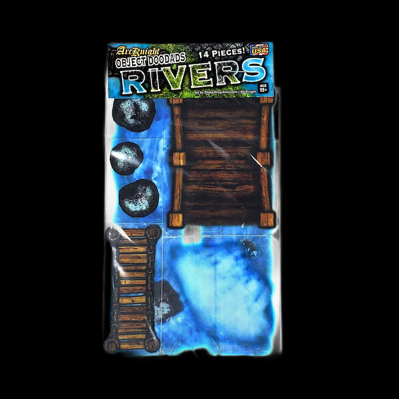 ArcKnight Flat Plastic Miniatures - Roleplaying Objects - Rivers - 14 Pieces