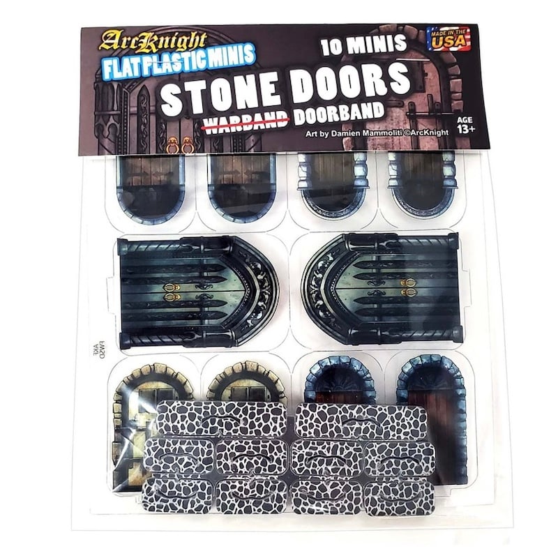 ArcKnight Flat Plastic Miniatures - Stone Doors - Doorband - 10 Minis