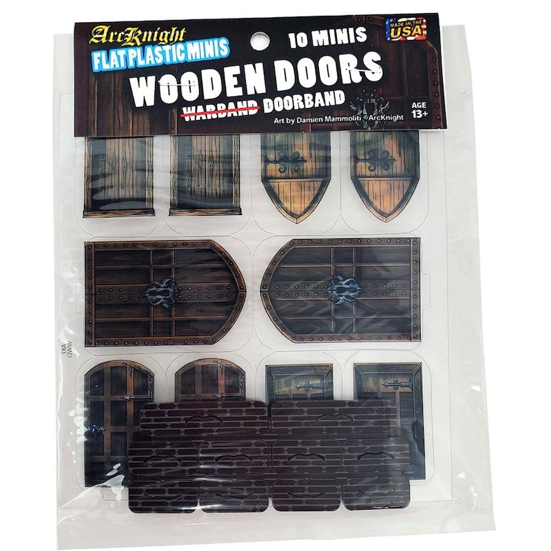 ArcKnight Flat Plastic Miniatures - Wooden Doors - Doorband - 10 Minis