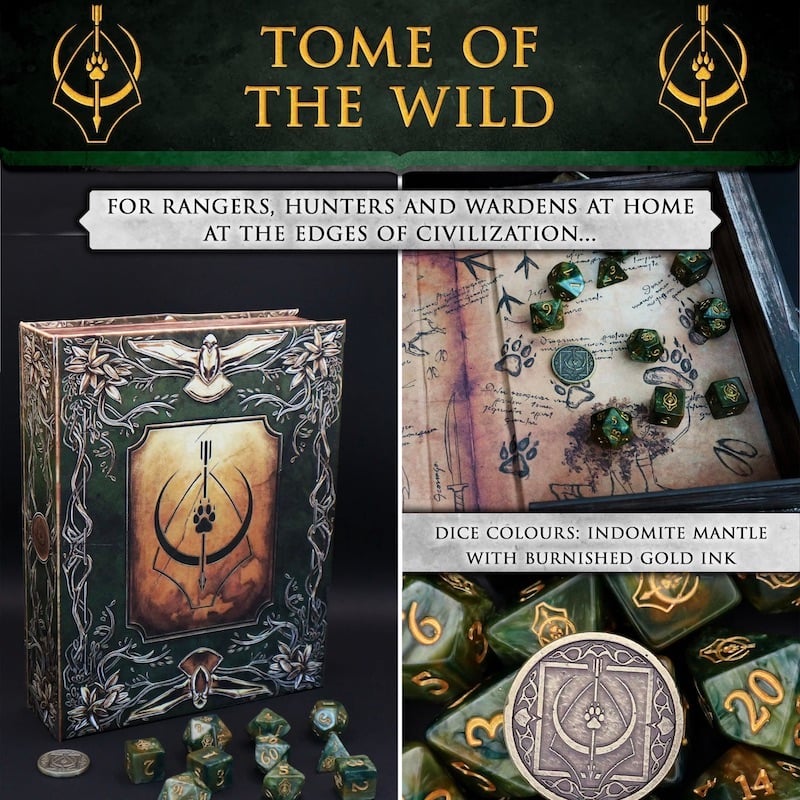 Tome of the Wild - 10 Dice Polyset / Coin / Dice Tray