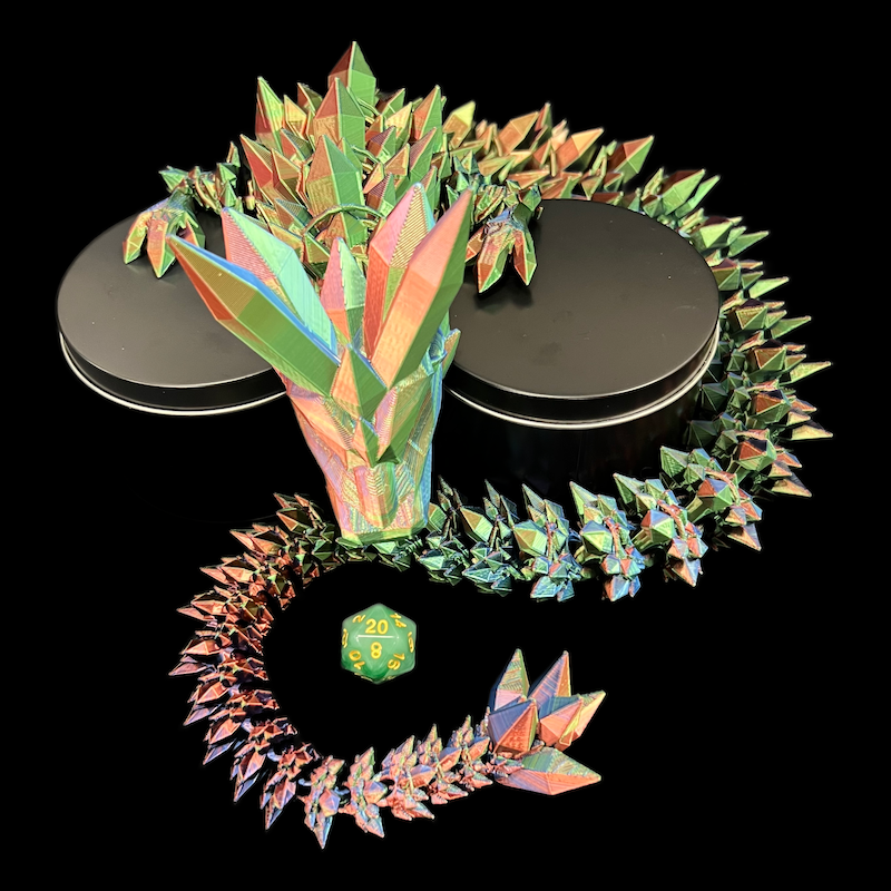 Articulated Iridescent Green & Purple 'Pet' Dragon - GARGANTUAN