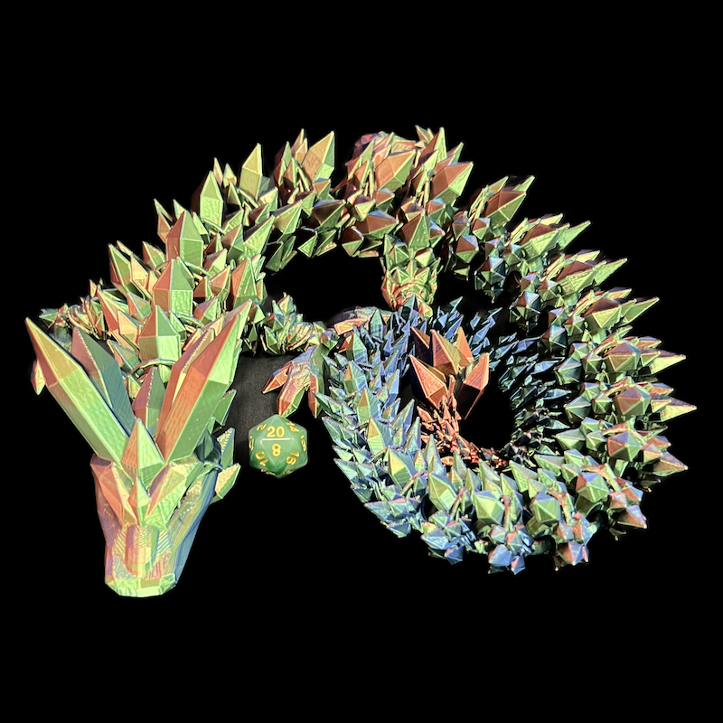 Articulated Iridescent Green & Purple 'Pet' Dragon - GARGANTUAN