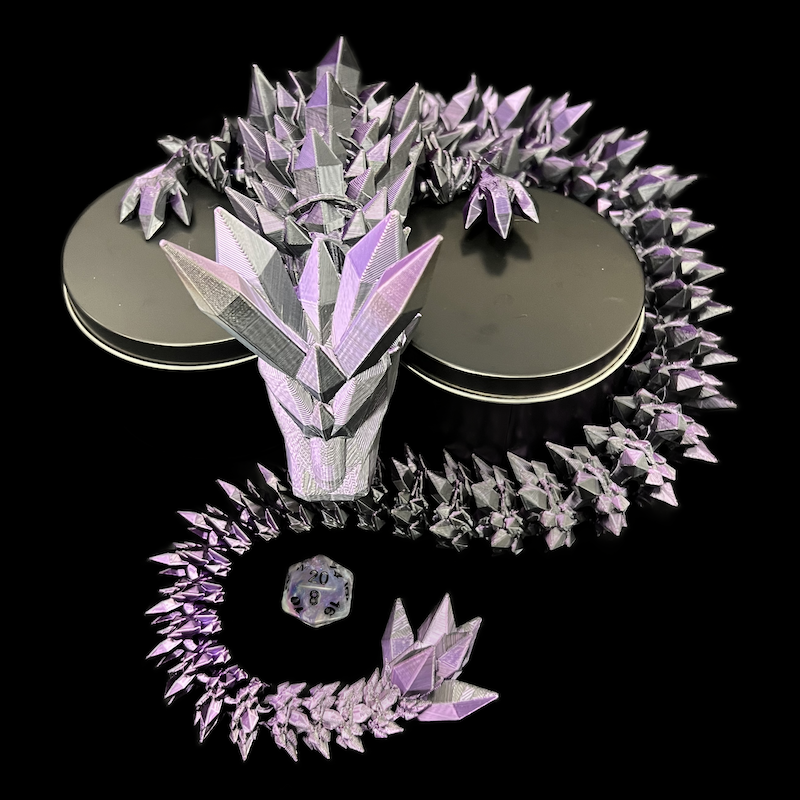 Articulated Iridescent Purple & Black 'Pet' Dragon - GARGANTUAN