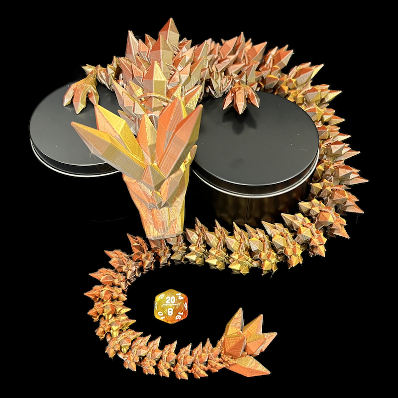 Articulated Iridescent Gold & Amber 'Pet' Dragon - GARGANTUAN