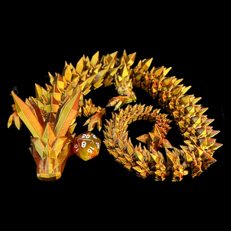 Articulated Iridescent Gold & Amber 'Pet' Dragon - Huge