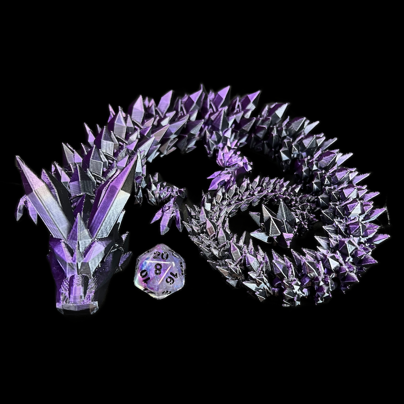 Articulated Iridescent Purple & Black 'Pet' Dragon - Huge