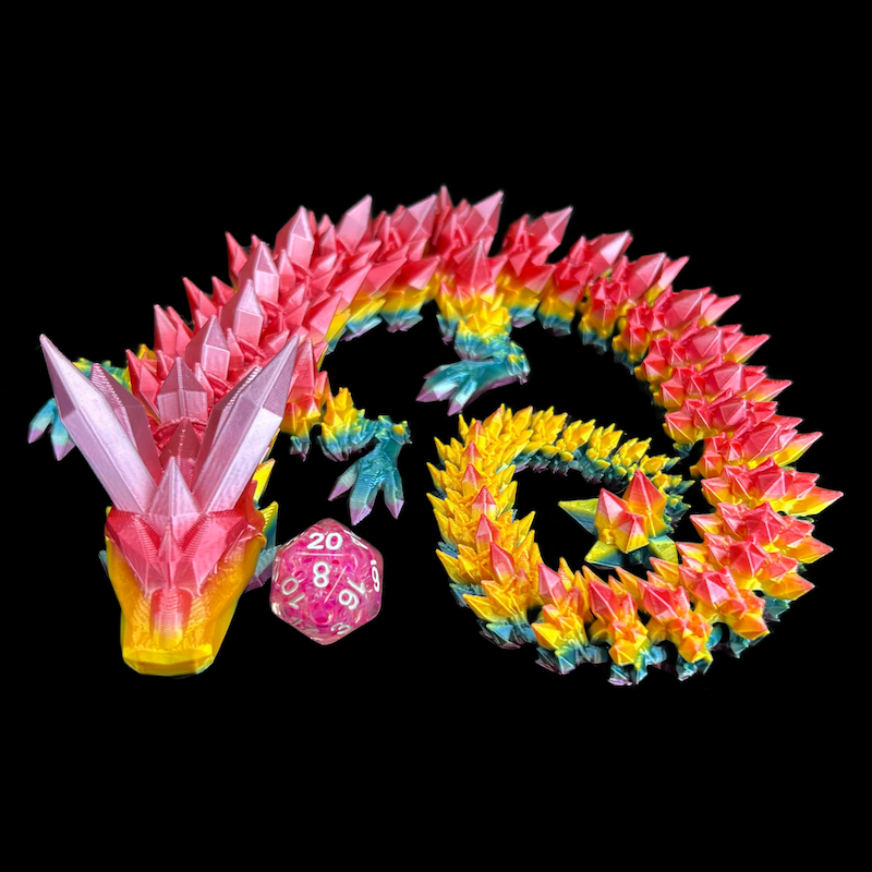 Articulated Iridescent Rainbow 'Pet' Dragon - Huge