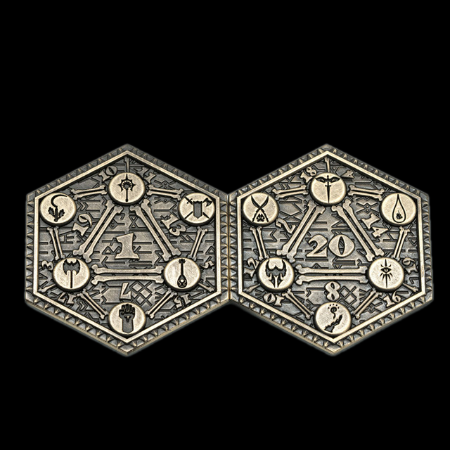 TDSO Metal Crit & Miss Character Class Bronze D2 Dice Coin