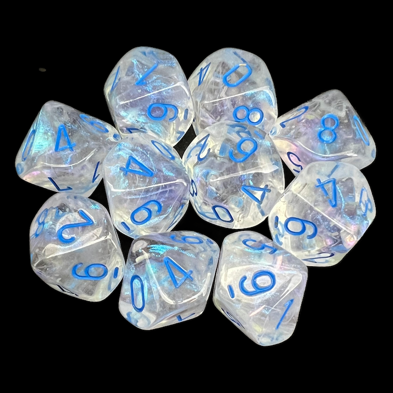 Chessex Borealis Icicle &amp; Light Blue Luminary 10 x D10 Dice Set