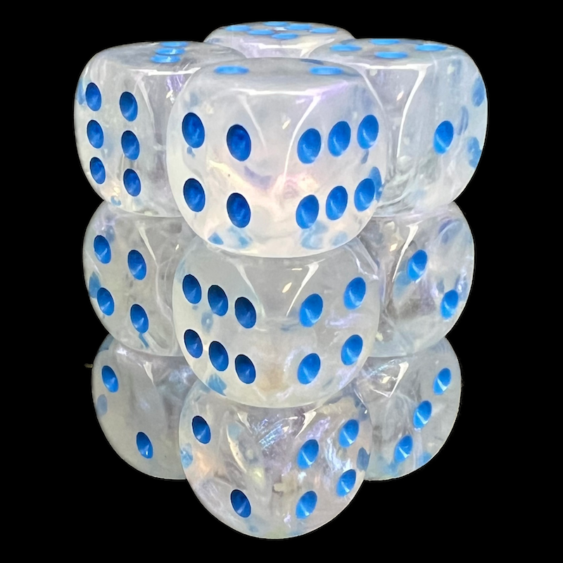 Chessex Borealis Icicle &amp; Light Blue Luminary 12 x D6 Dice Set