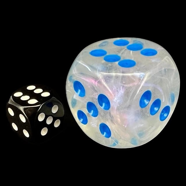 Chessex Borealis Icicle & Light Blue Luminary BIG 30mm D6 Spot Dice