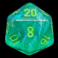 Chessex Borealis Kelp & Light Green Luminary Glow In Dark D20 Dice