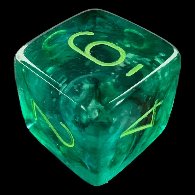 Chessex Borealis Kelp & Light Green Luminary Glow In Dark D6 Dice