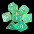 Chessex Borealis Light Green & Gold Luminary 7 Dice Polyset