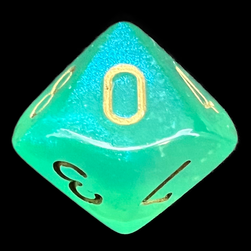Chessex Borealis Light Green & Gold Luminary D10 Dice