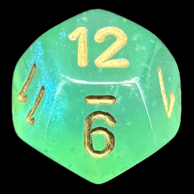 Chessex Borealis Light Green & Gold Luminary D12 Dice