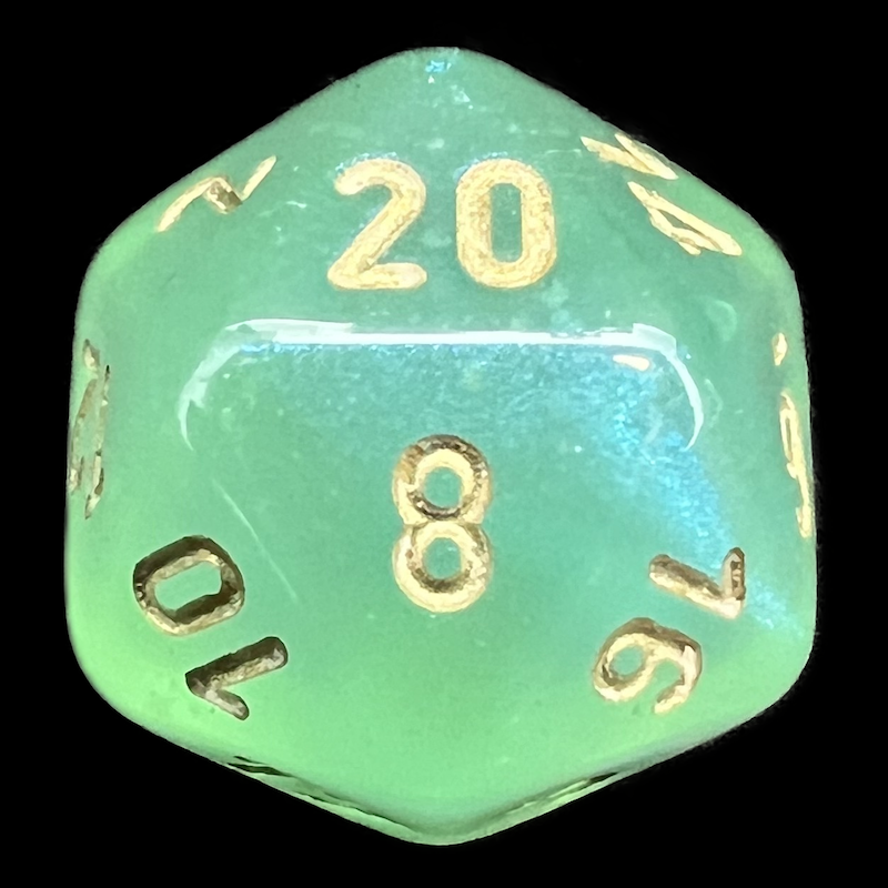 Chessex Borealis Light Green & Gold Luminary D20 Dice