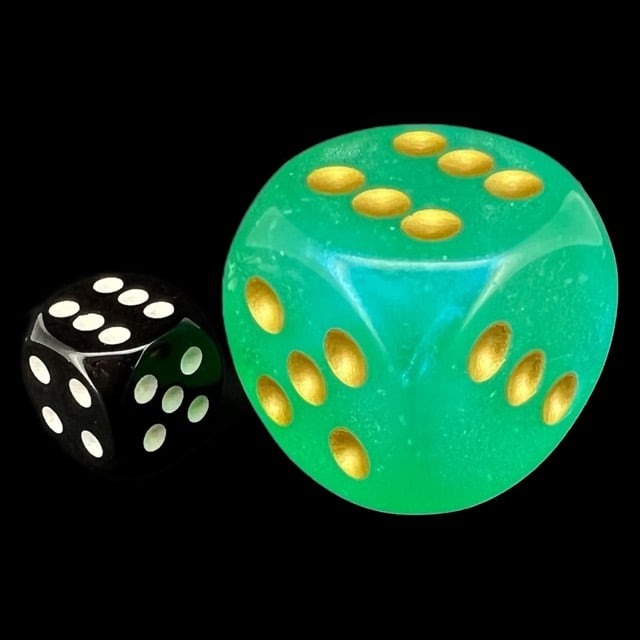 Chessex Borealis Light Green with Gold Luminary BIG 30mm D6 Spot Dice